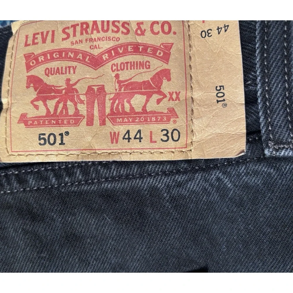 Levi's 501xx Button Fly Jeans Men‎ 44x30 Black Straight Leg Dark Wash Boot Cut